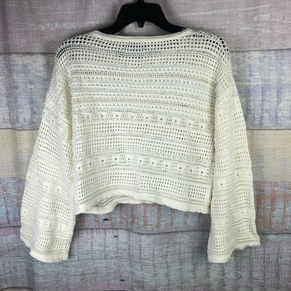 CENY Solid White Crochet Knit Sweater - Picture 7 of 7